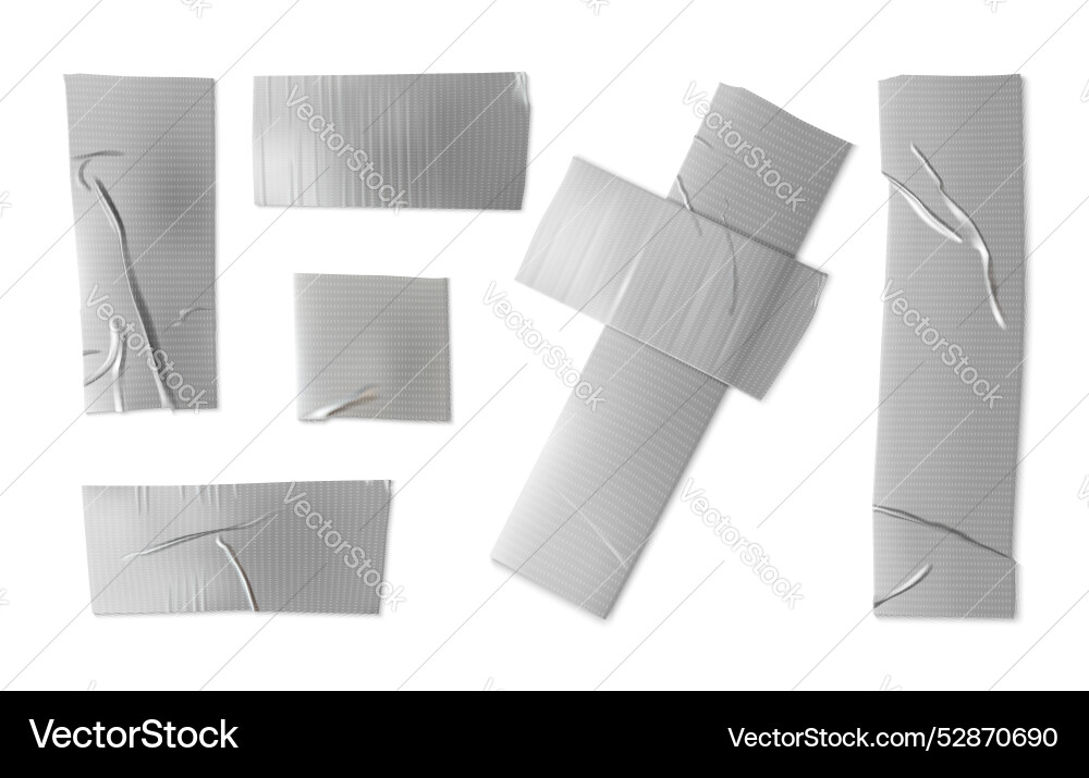 Silver adhesive tape pieces with texture Silver adhesive tape pieces with texture vector image