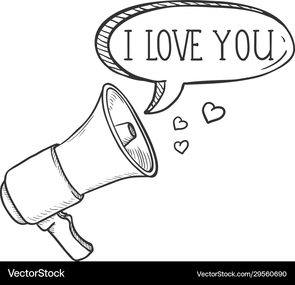 Sketch postcard loudspeaker with text bubble i Sketch postcard loudspeaker with text bubble i Vector Image