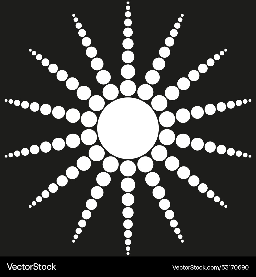 Sunburst icon circular dot pattern radiating vector image