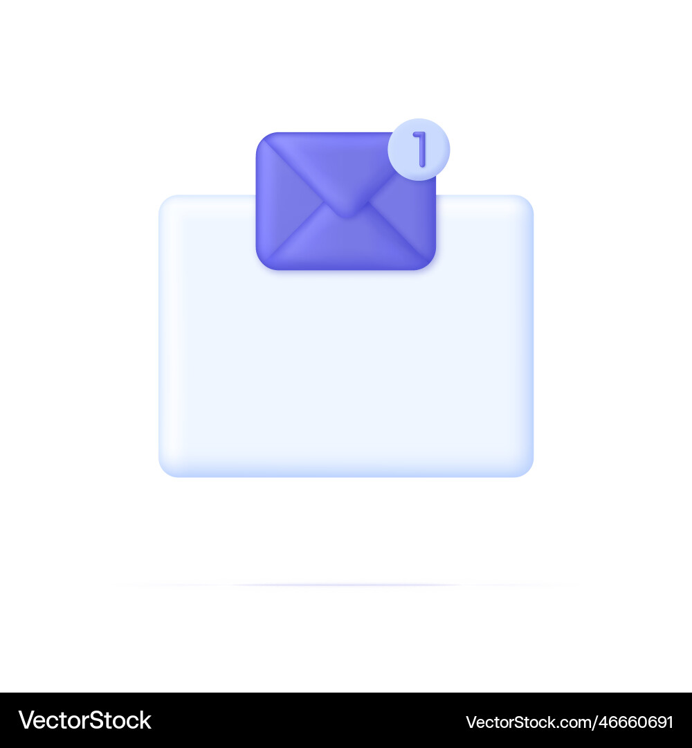 3d mail envelope icon with notification Vector Image