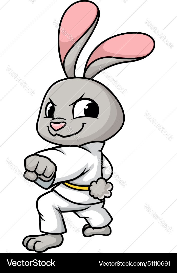 Bunny doing karate cartoon clip art Royalty Free Vector