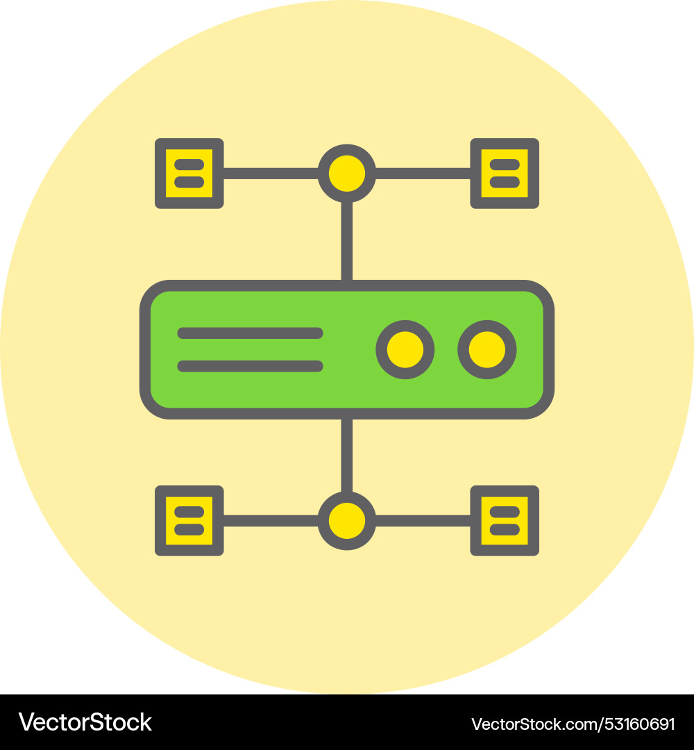Cluster computing line filled circle icon vector image