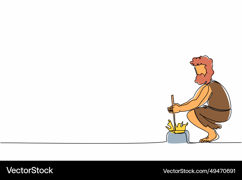Continuous one line drawing caveman daily Continuous one line drawing caveman daily vector image