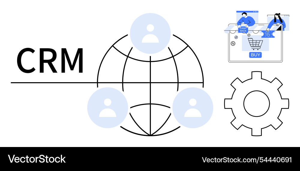 Crm concept with globe network user avatars Crm concept with globe network user avatars vector image