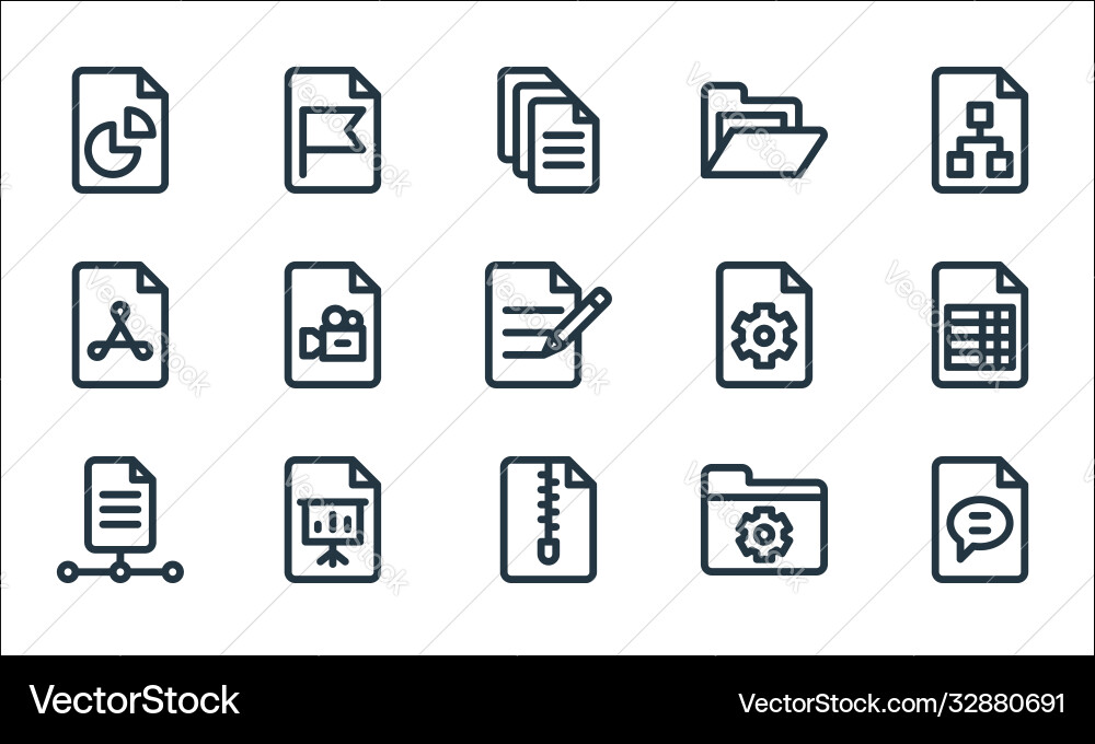 Document and files line icons linear set quality vector image