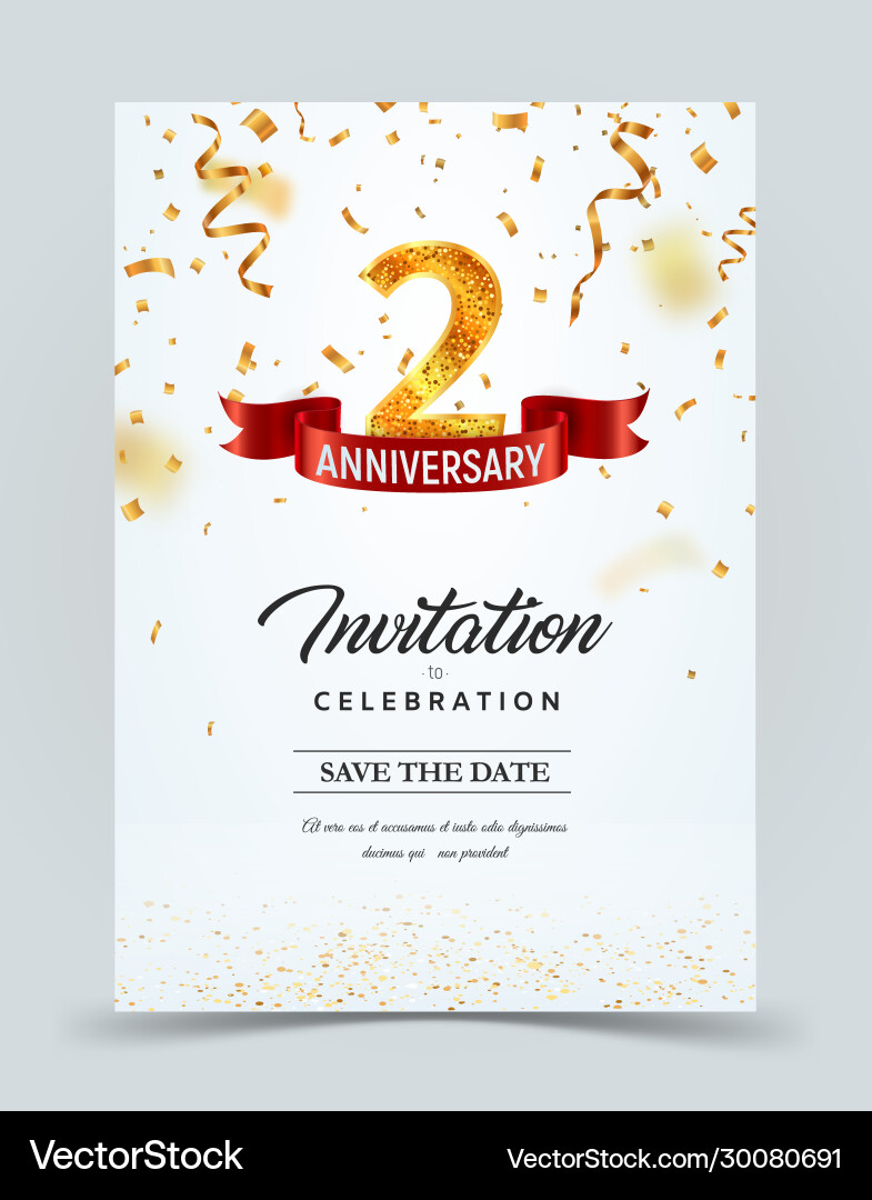 Einladungskartenvorlage 2 Jahre Jubiläum Einladungskartenvorlage 2 Jahre Jubiläum vektorbild
