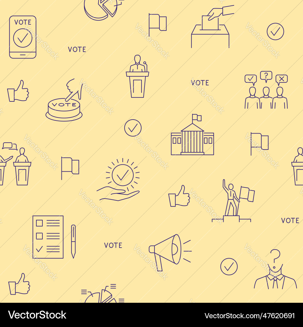 Elections and voting seamless pattern Elections and voting seamless pattern vector image