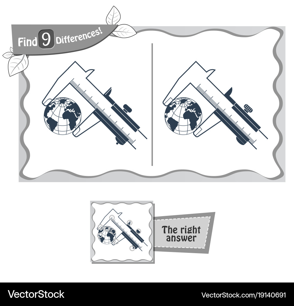 Find 9 differences game dimension world vector image