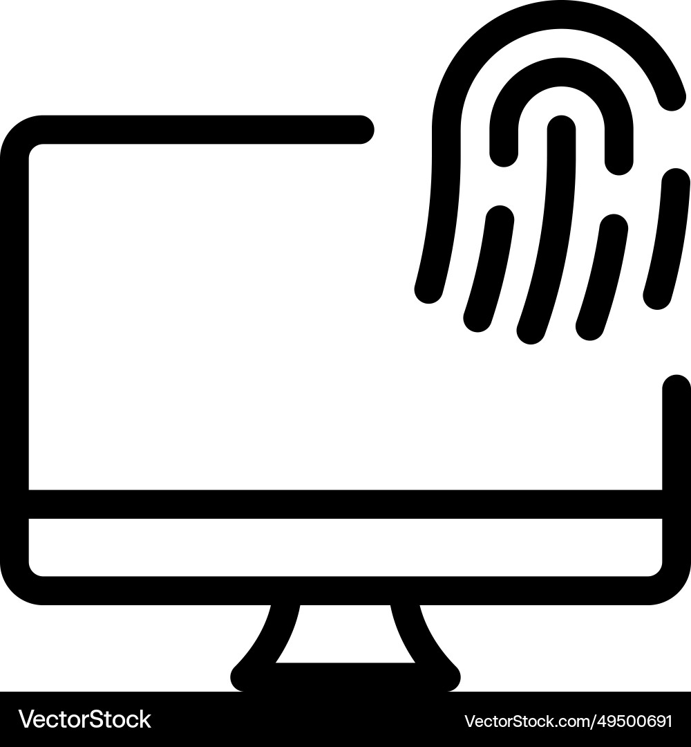 Fingerprint lock system installed in desktop vector image