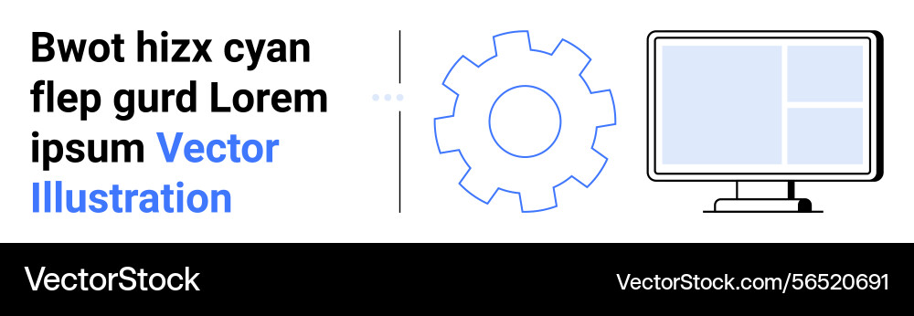 Gear and monitor representing system setup Vector Image