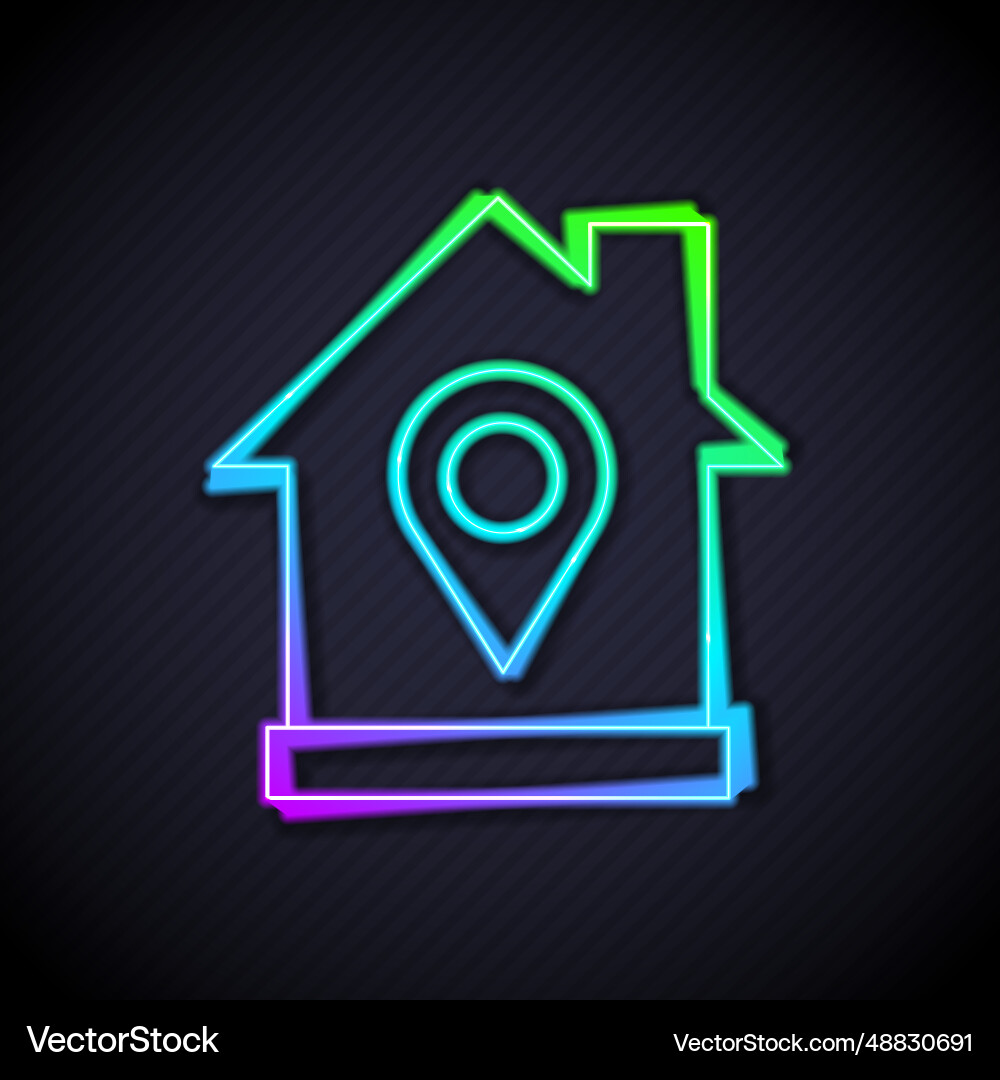 Glowing neon line map pointer with house icon Glowing neon line map pointer with house icon vector image