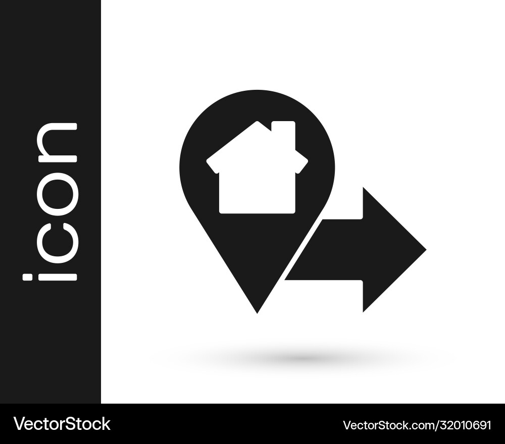 Grey map pointer with house icon isolated on white Grey map pointer with house icon isolated on white Vector Image