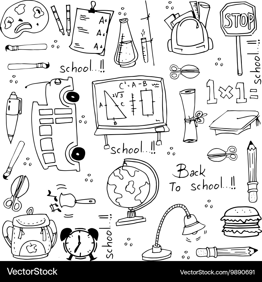 Hand draw doodles school element Royalty Free Vector Image