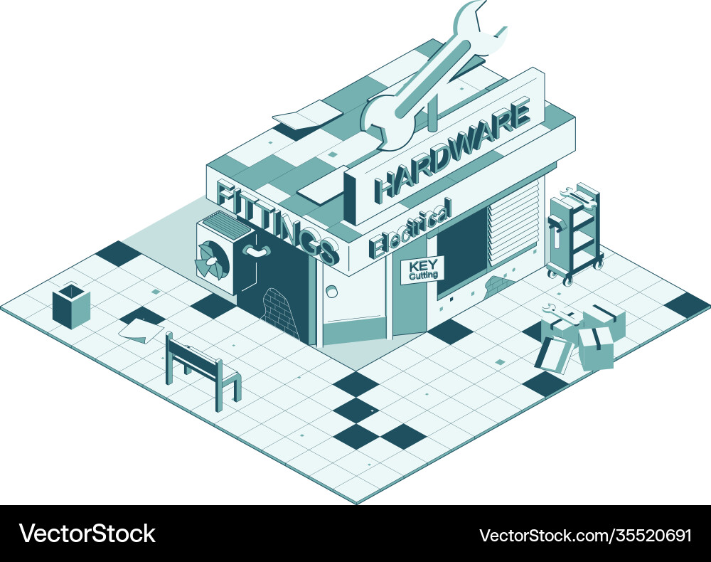 Isometric icon representing hardware store Isometric icon representing hardware store vector image