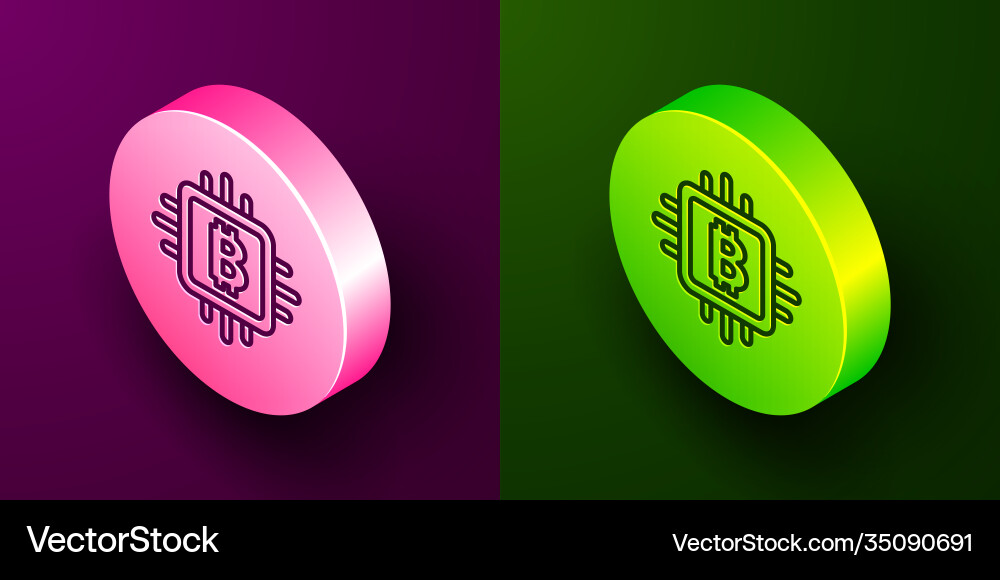 Isometric line cpu mining farm icon isolated Isometric line cpu mining farm icon isolated vector image