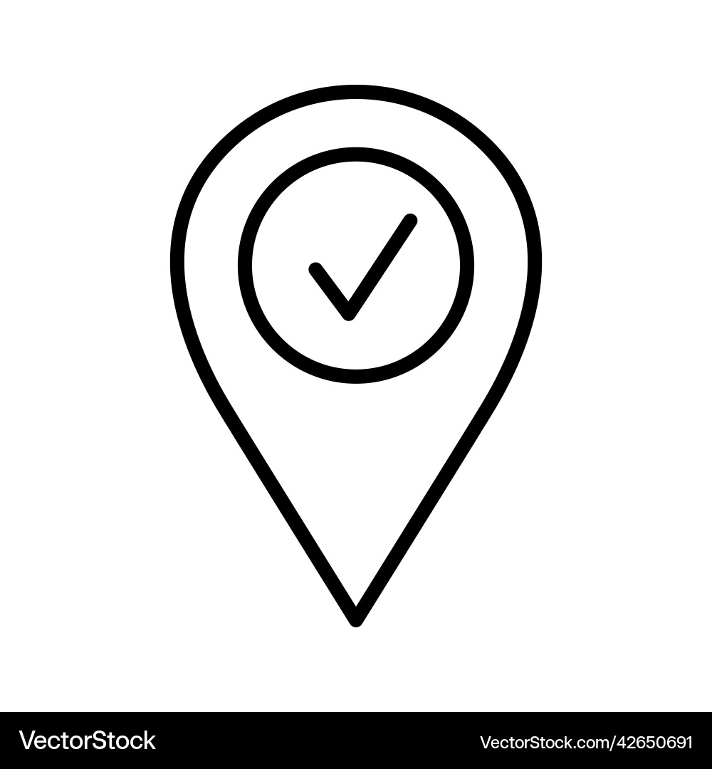Map pin with check mark icon location tick vector image