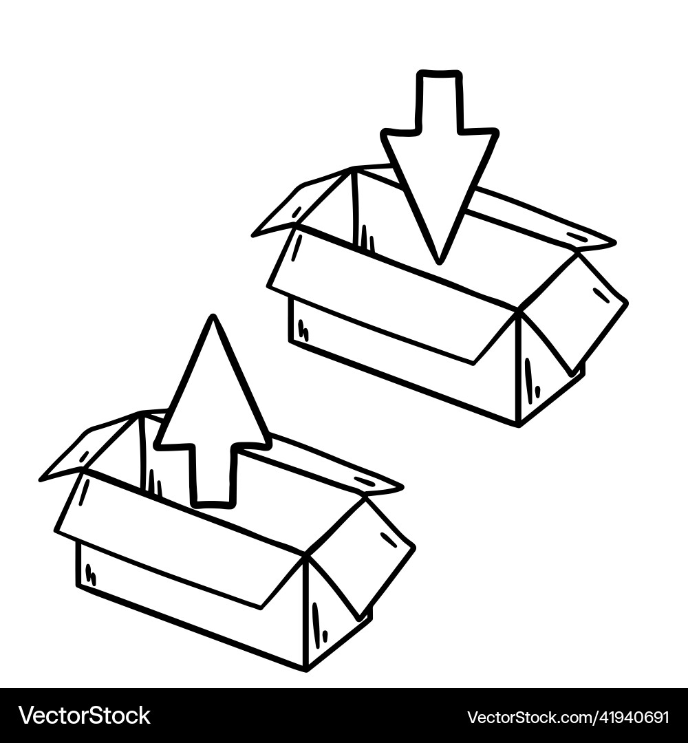 Open box set of cardboard containers Open box set of cardboard containers vector image