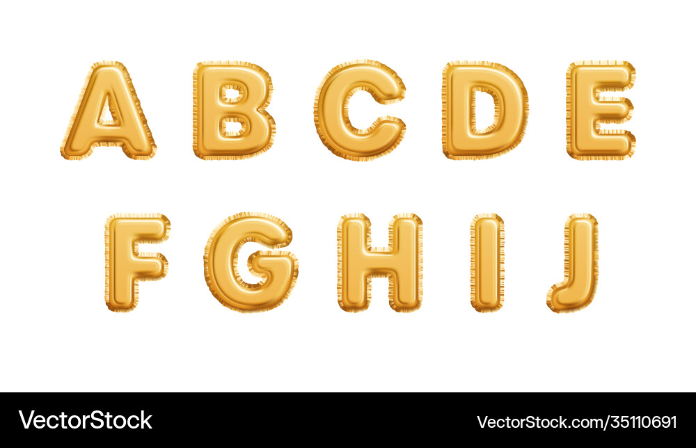 Realistic golden balloons alphabet isolated Realistic golden balloons alphabet isolated vector image