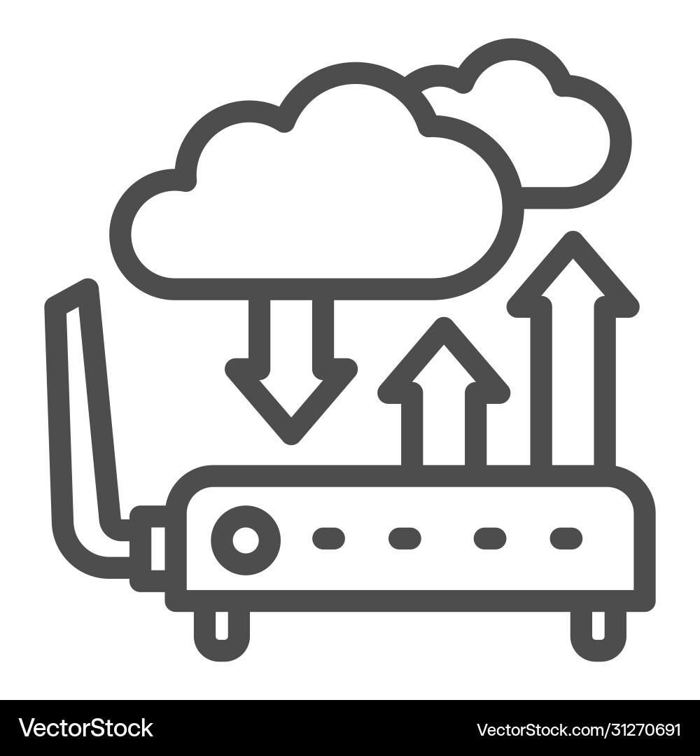 Router with wifi clouds line icon smart home Router with wifi clouds line icon smart home vector image