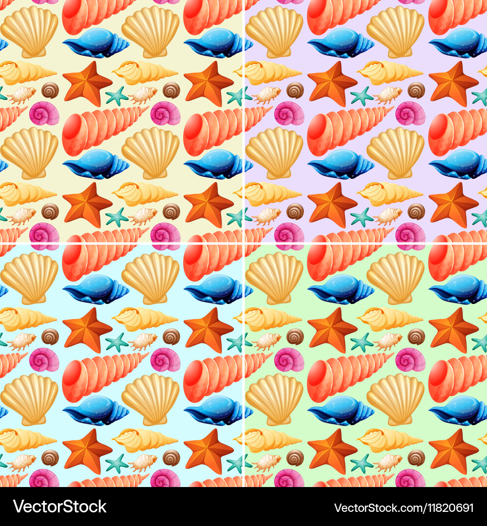 Seamless background with shells and starfish Vector Image
