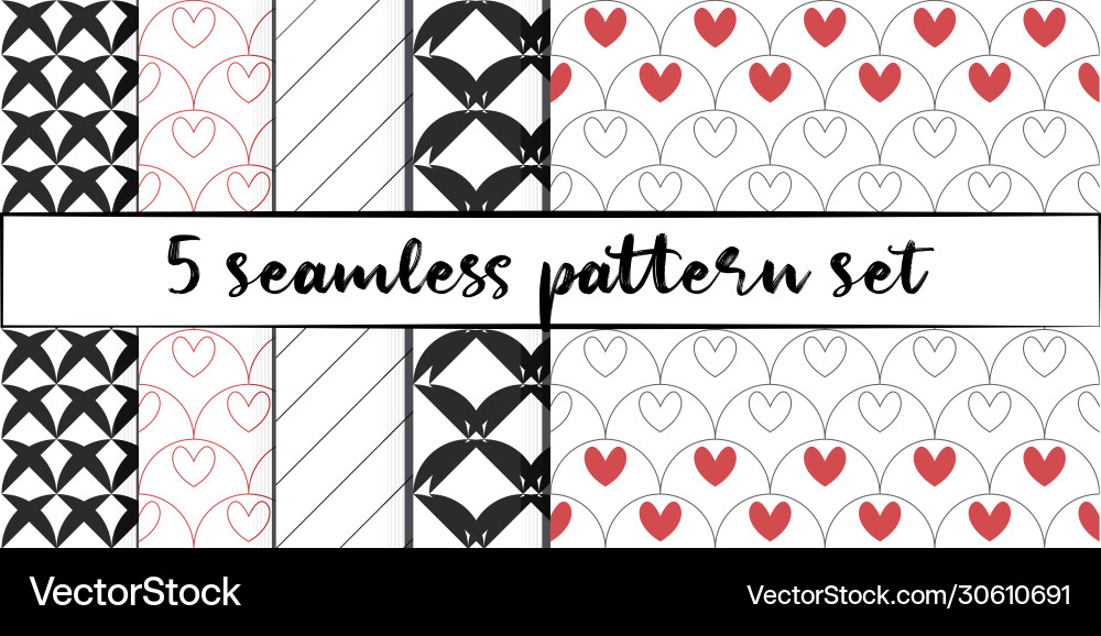 Set 5 simple ornament seamless patterns use Set 5 simple ornament seamless patterns use Vector Image