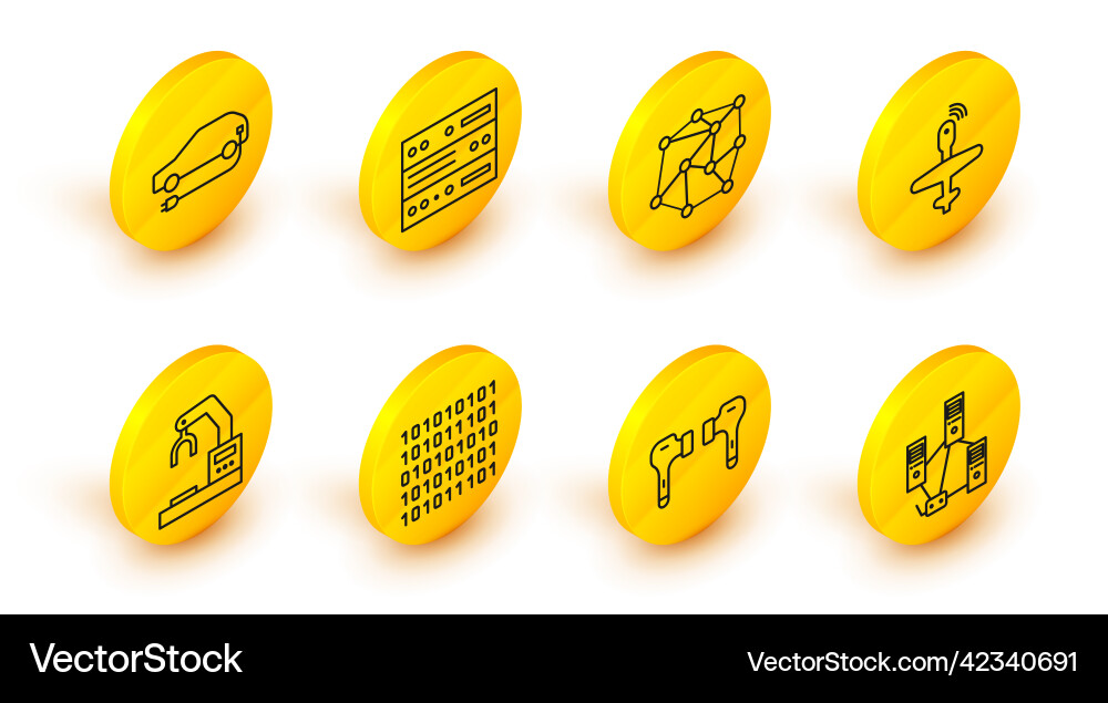 Set line computer network air headphones binary vector image