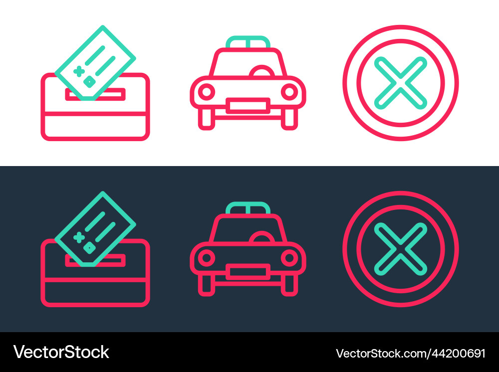 Set line x mark cross in circle vote box Set line x mark cross in circle vote box Vector Image