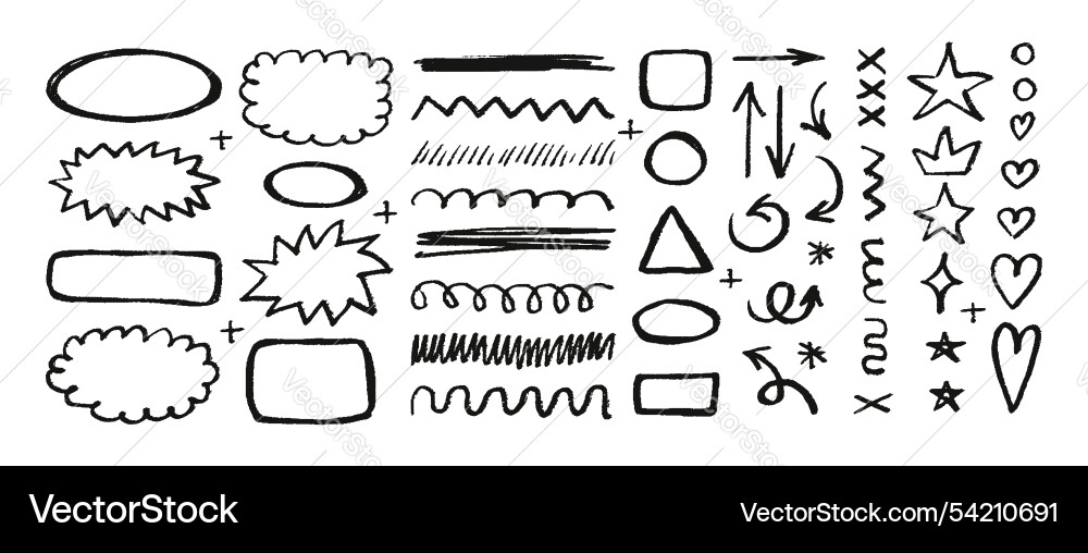 Sketch scribble underline set editable stroke Vector Image