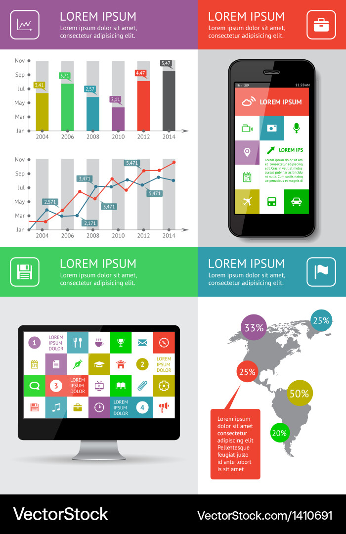 Ui infographics and web elements Vector Image