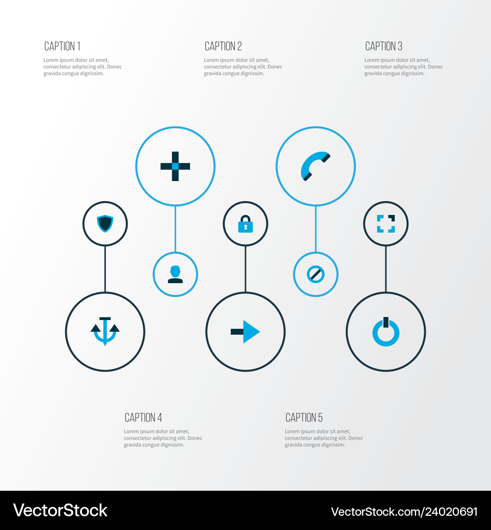 User icons colored set with power on protect User icons colored set with power on protect vector image