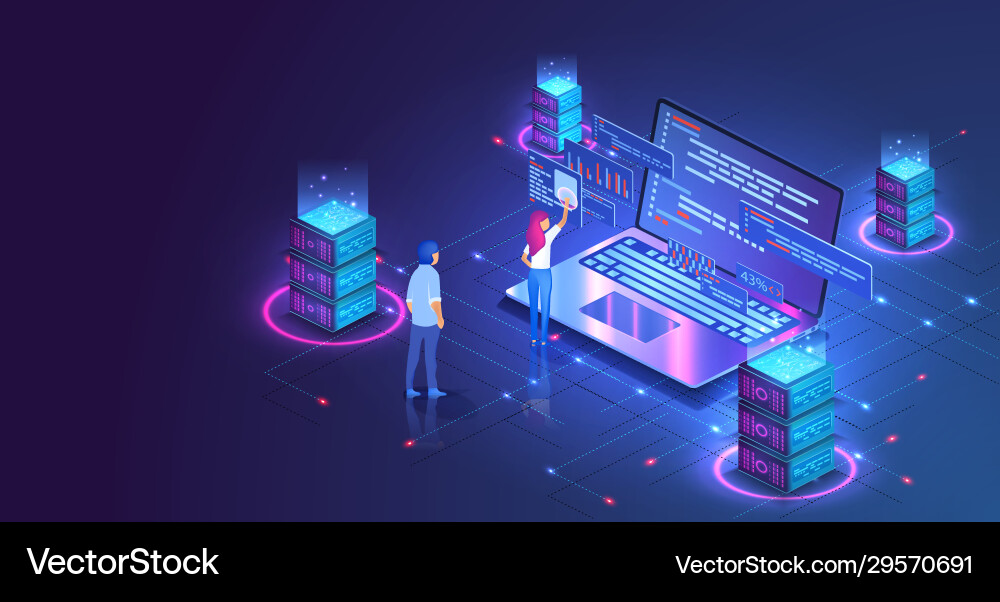 Web Development & Data Center vector image