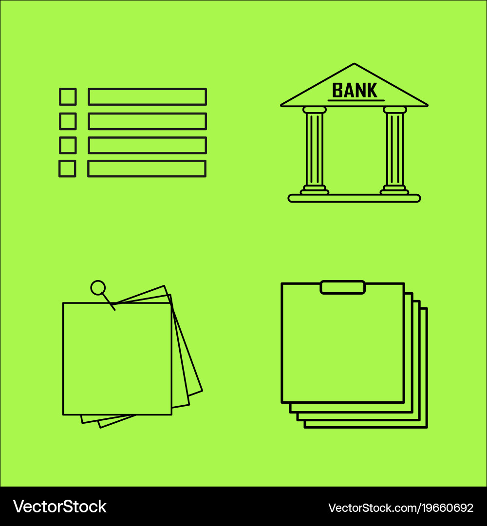 Basic content simple linear outline icon set vector image
