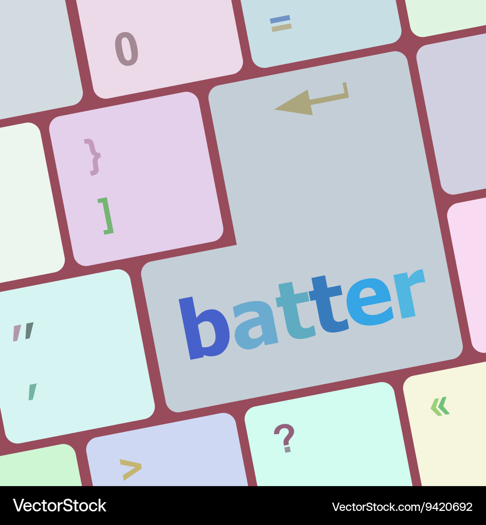 Batter word on keyboard key notebook computer vector image