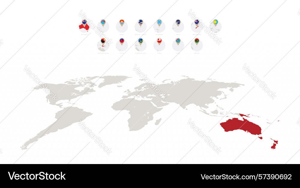 Circle icons with flags and maps of oceanian Circle icons with flags and maps of oceanian vector image