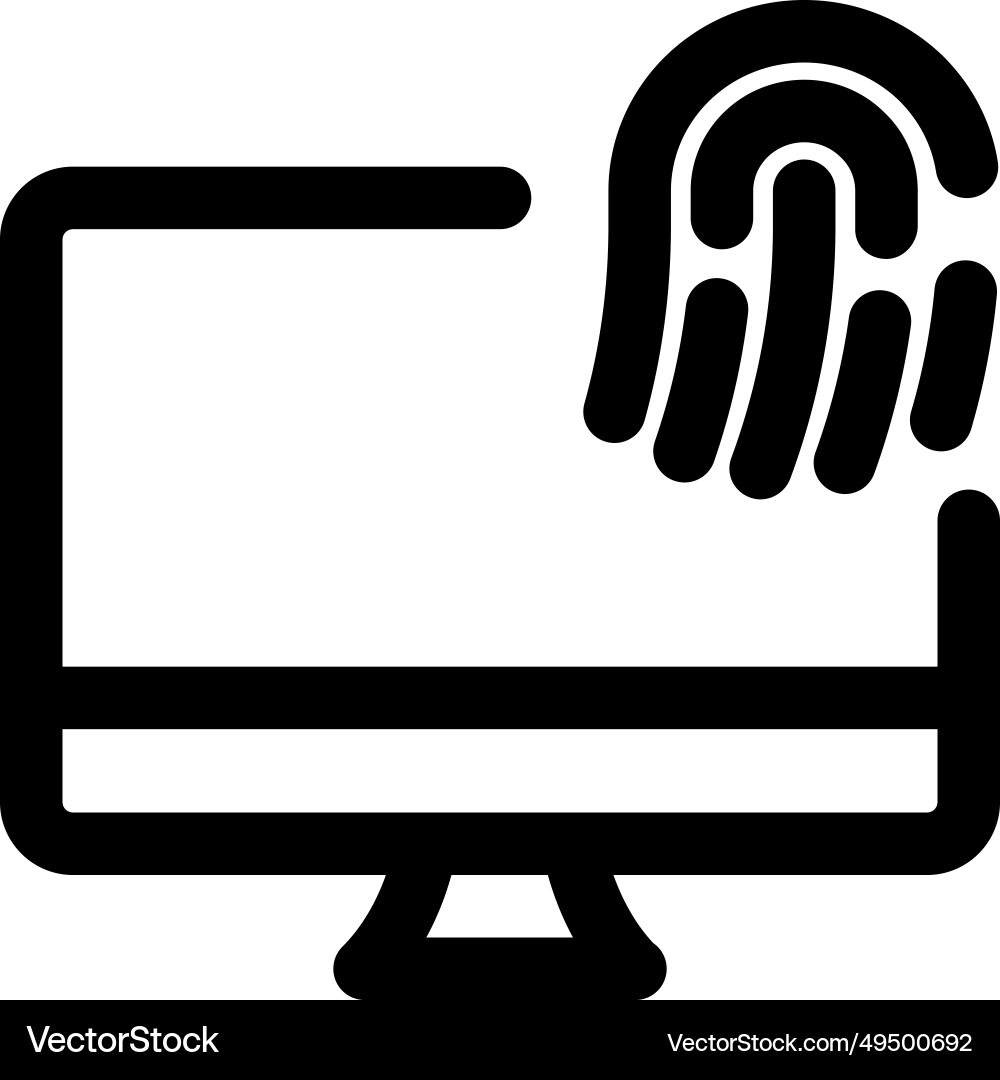 Fingerprint lock system installed in desktop vector image