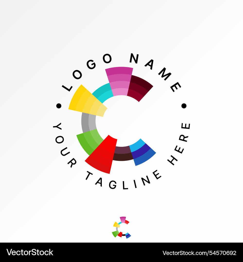 Initial c font pie chart graph circle business Initial c font pie chart graph circle business vector image