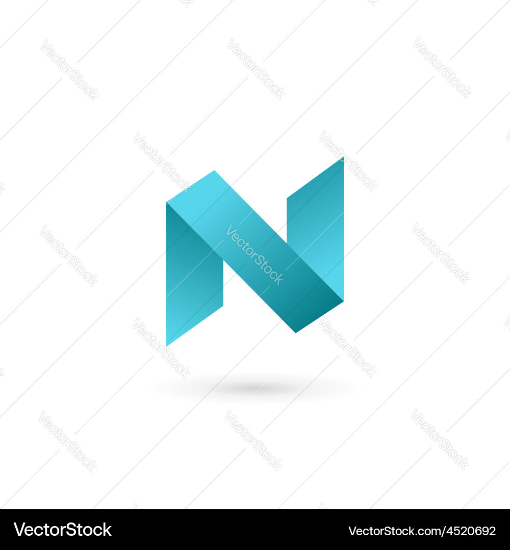 Letter N Logo Icon - Ribbon & Shape Vector Image