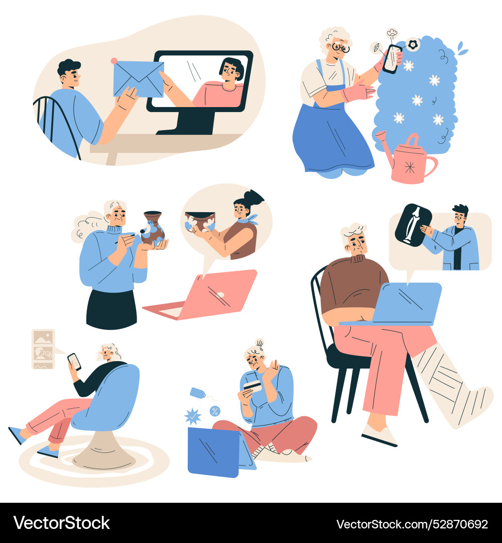 New technologies with people character using vector image