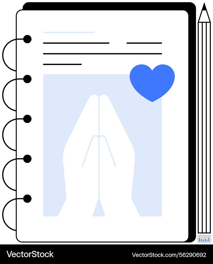 Notebook with praying hands and heart Notebook with praying hands and heart vector image