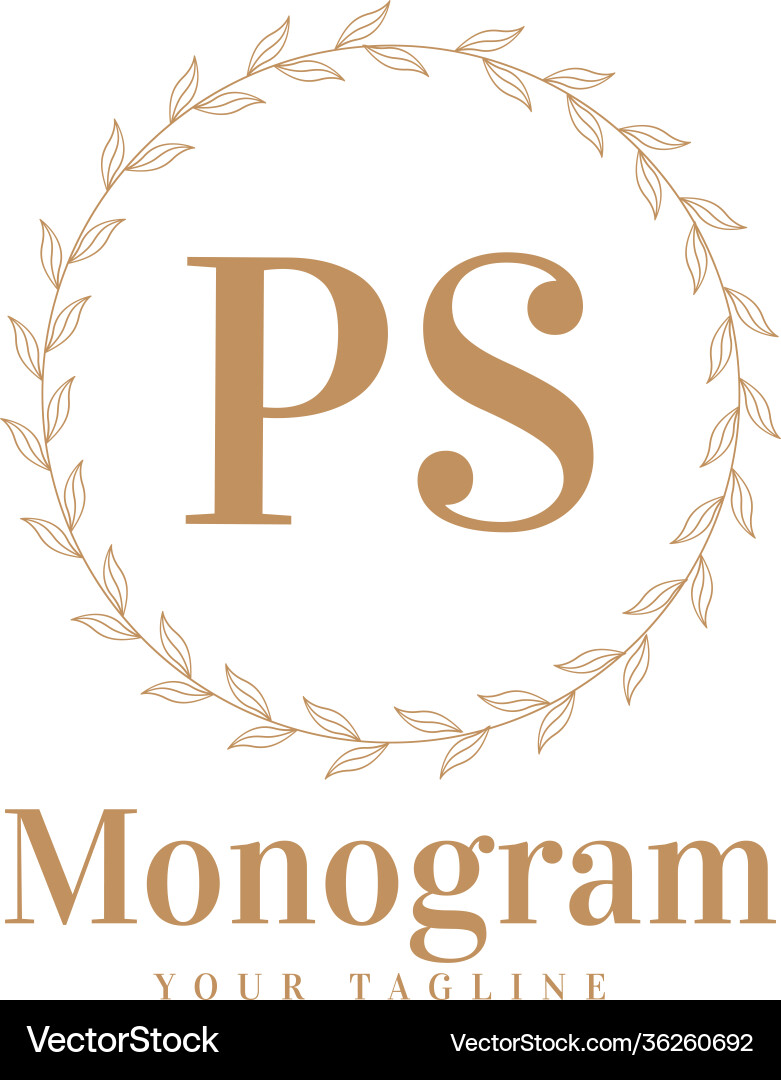 Ps initial a logo design with feminine style Vector Image