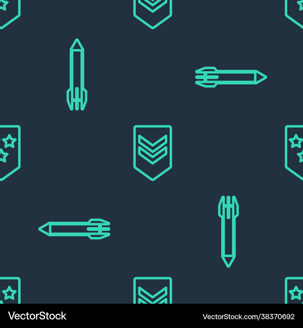 Set line chevron rocket and on seamless pattern Vector Image