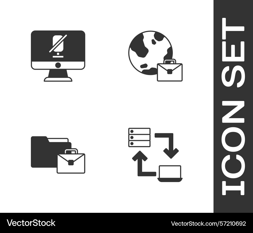 Set online working mute microphone on computer Vector Image