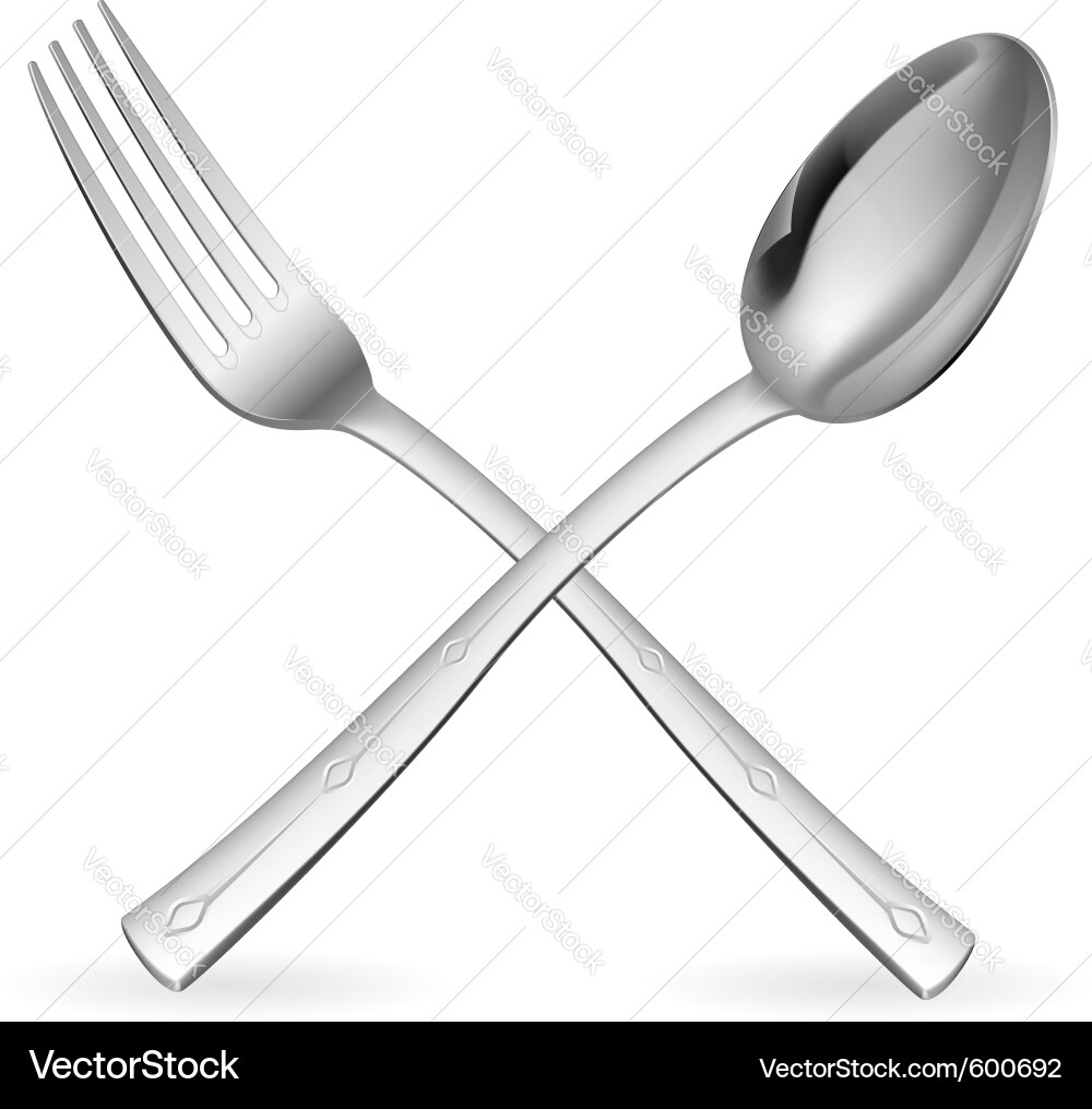 Silver Fork and Spoon vector image