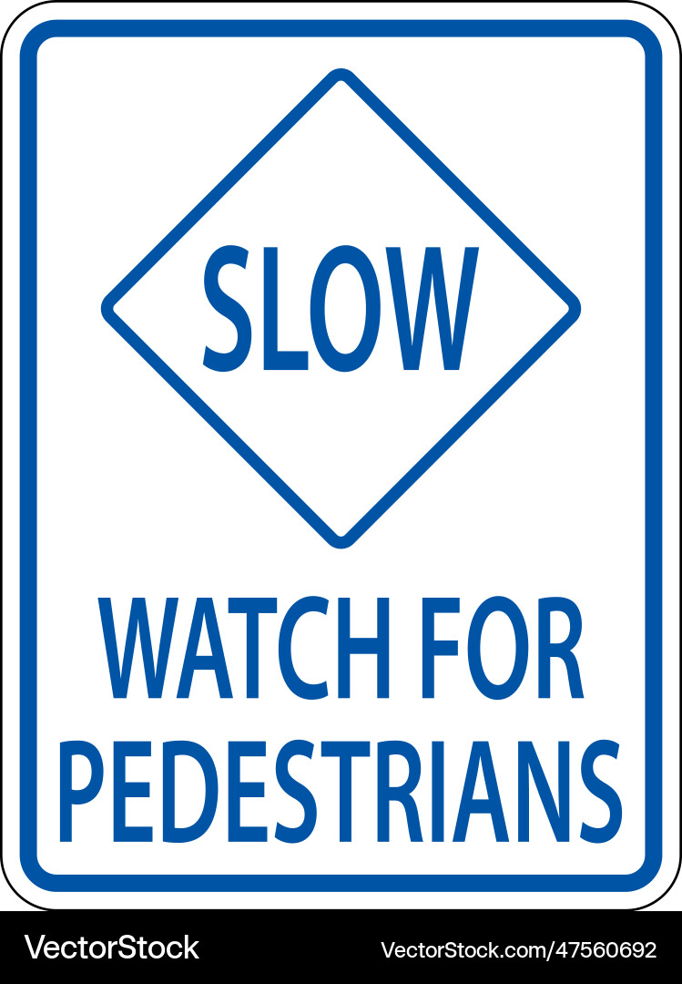Slow watch for pedestrians sign on white Slow watch for pedestrians sign on white vector image