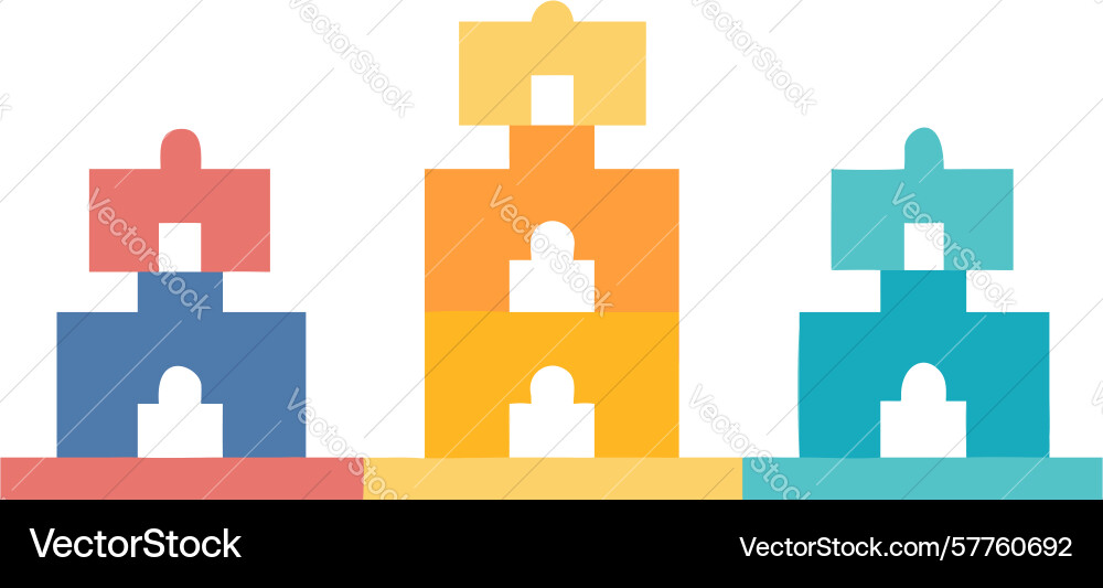 Three colorful block structures modular design vector image