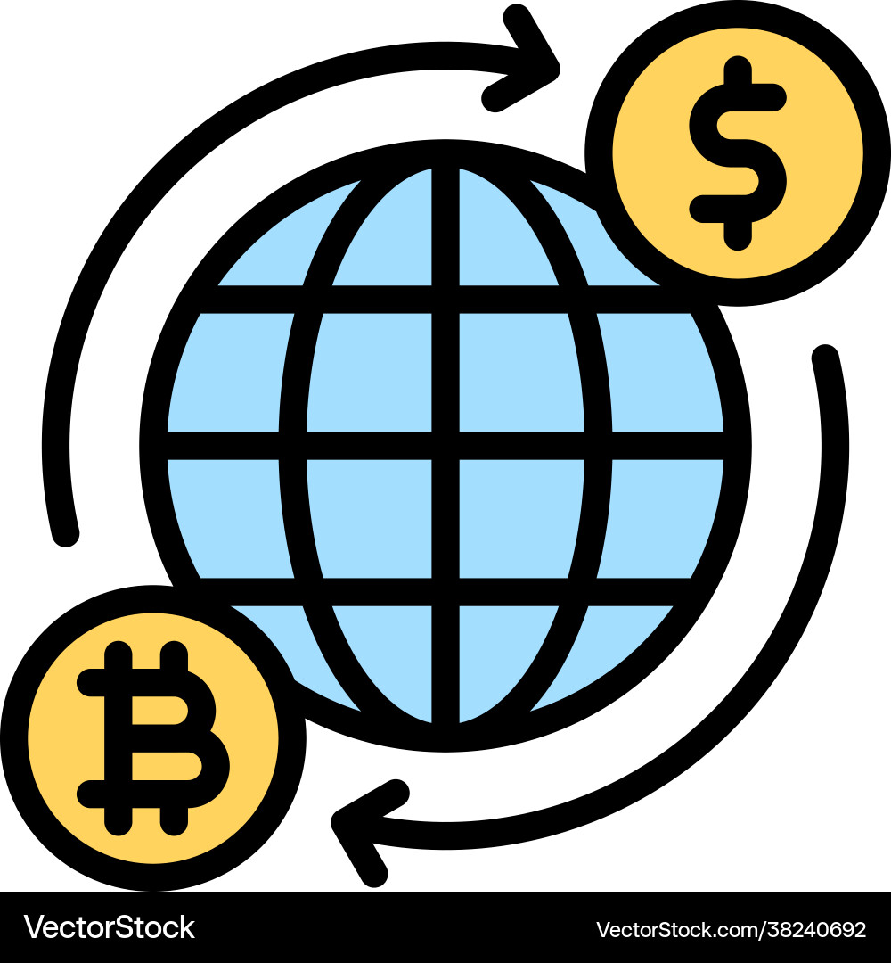 World grid and bitcoin icon cryptocurrency related – Royalty-Free Vector |  VectorStock