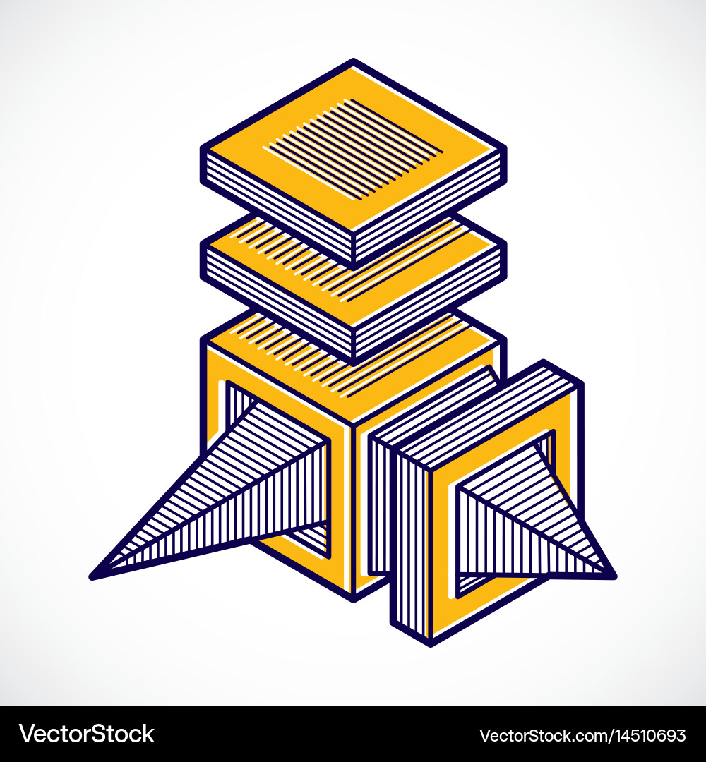 Abstract isometric dimensional shape made using vector image