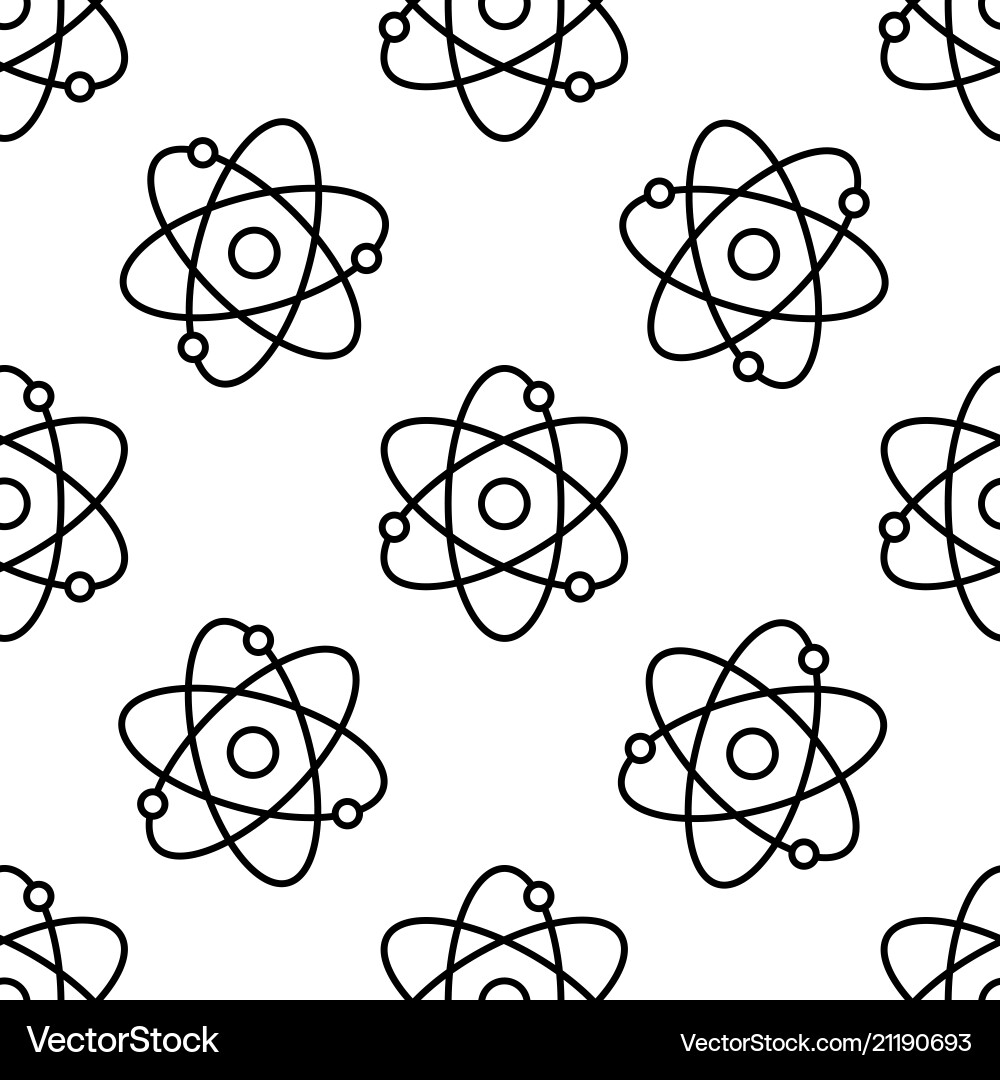 Atom line seamless pattern on white background Atom line seamless pattern on white background vector image