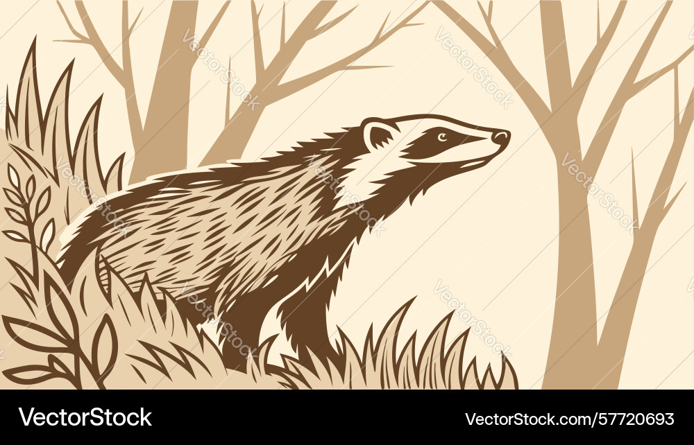 Badger in forest wilderness design generative ai Vector Image