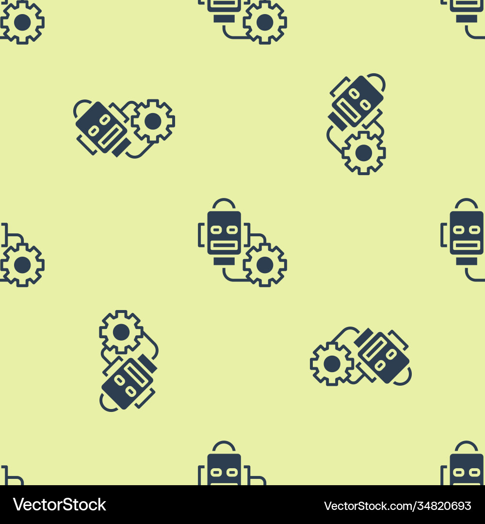 Blue robot setting icon isolated seamless pattern Blue robot setting icon isolated seamless pattern vector image